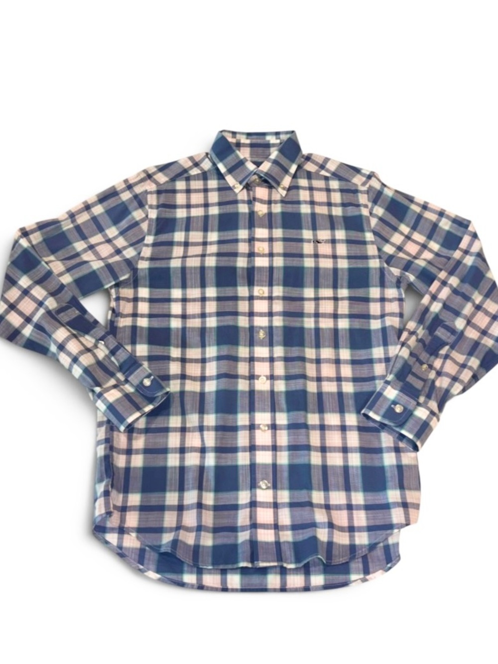 Vineyard Vines Slim Fit Whale Shirt 100% Cotton Coastal Plaid Button Up Sz S